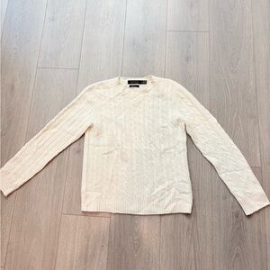 Vintage Lauren Ralph Lauren 100% Cashmere Sweater Cableknit Cream White Size S